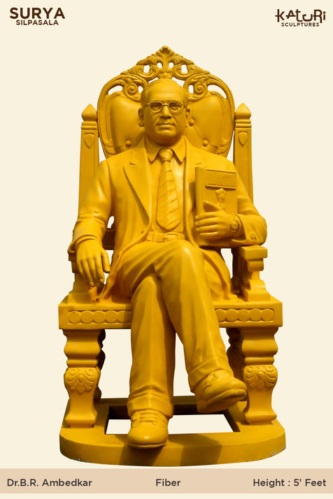 8-feet Height Dr. B.R. Ambedkar statue sitting in chair in bronze or Fiber – ideal for public installations, crafted by Surya Silpasala (Katuri Sculptures), Tenali and Bengaluru