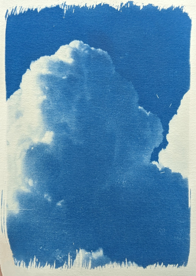 Cyanotype cloud print on paper