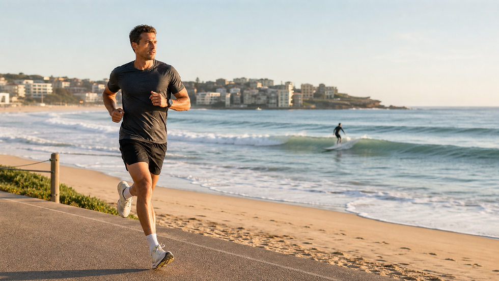 A runner and a surfer in bondi after pilates class