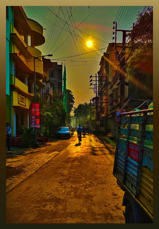 Sunset over the street