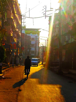 Sunset over the street