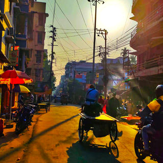 Sunset over the street