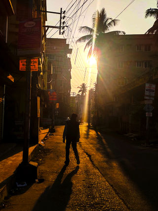 Sunset over the street