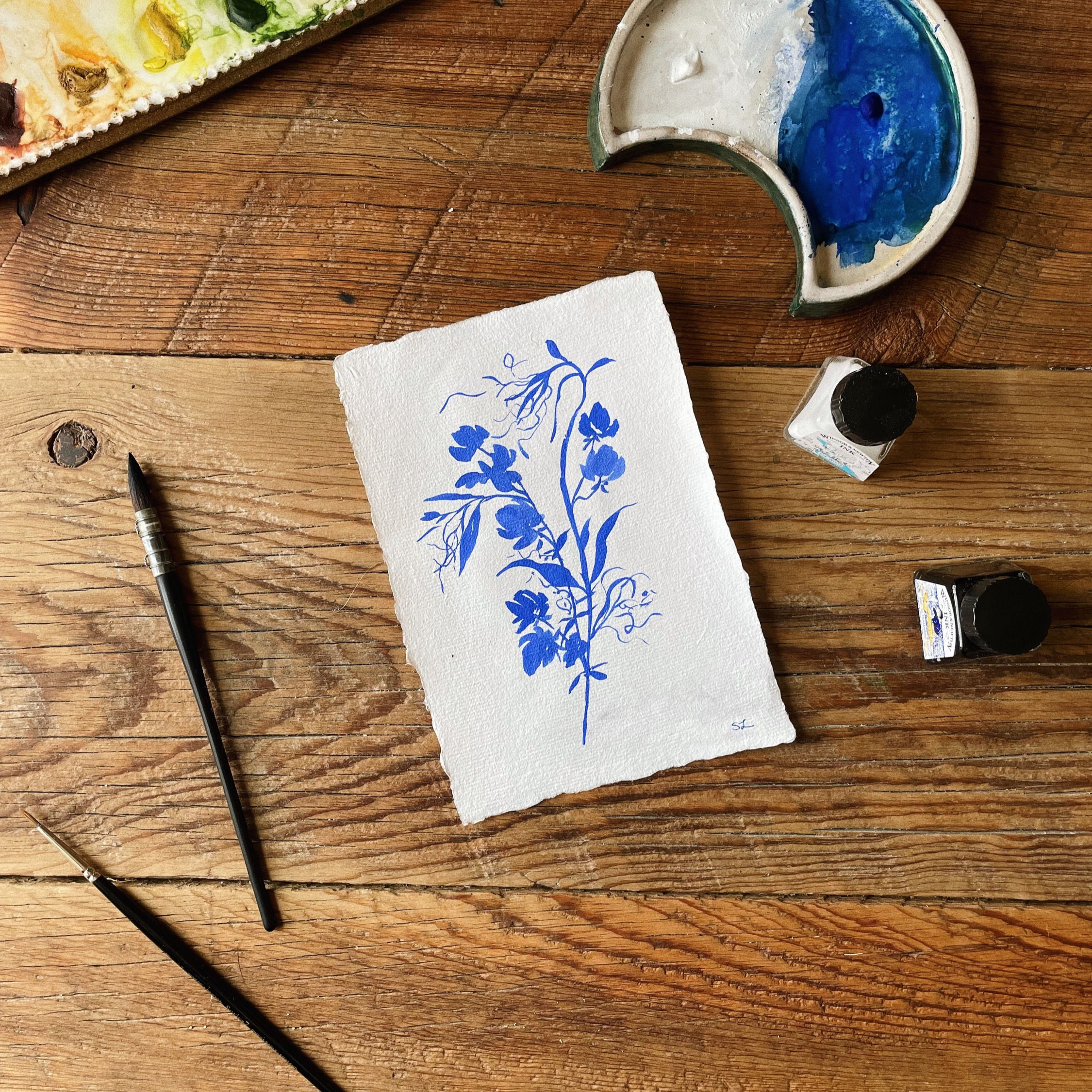 Blue Botanicals — Sweet Pea — 5x7