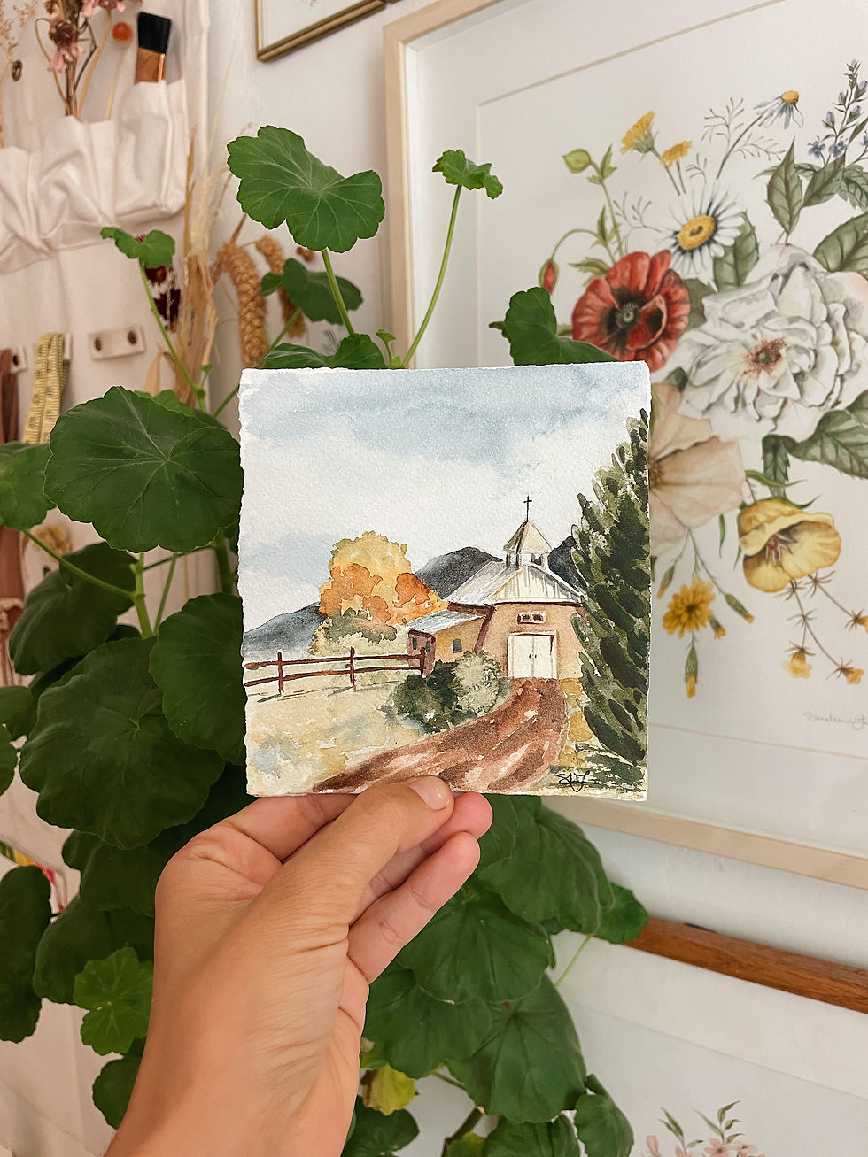 Thumbnail: Landscape Church No. 2 Original Watercolor Painting