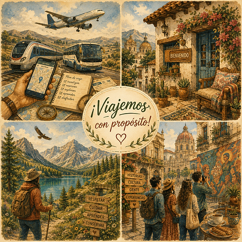 Pictures of travel transportation, housing, nature, and urban attractions