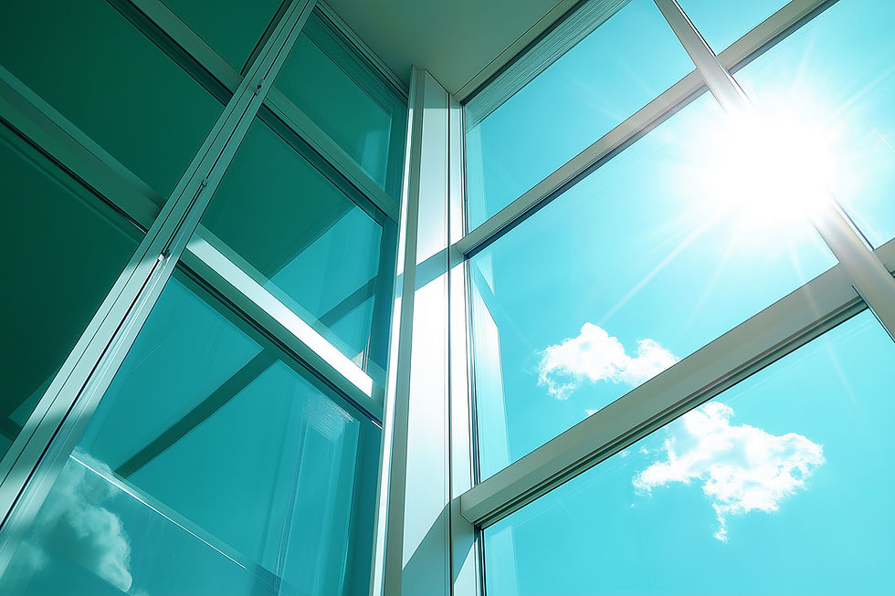 Modern large window in a South Miami home with sunlight streaming through, showcasing CoolVu heat-reduction film that blocks solar heat while preserving natural light.