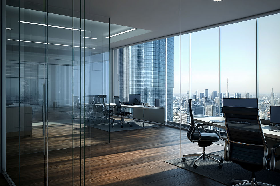 Modern South Miami office with large windows and visible light, featuring CoolVu window film that reduces heat and glare for improved workplace comfort.