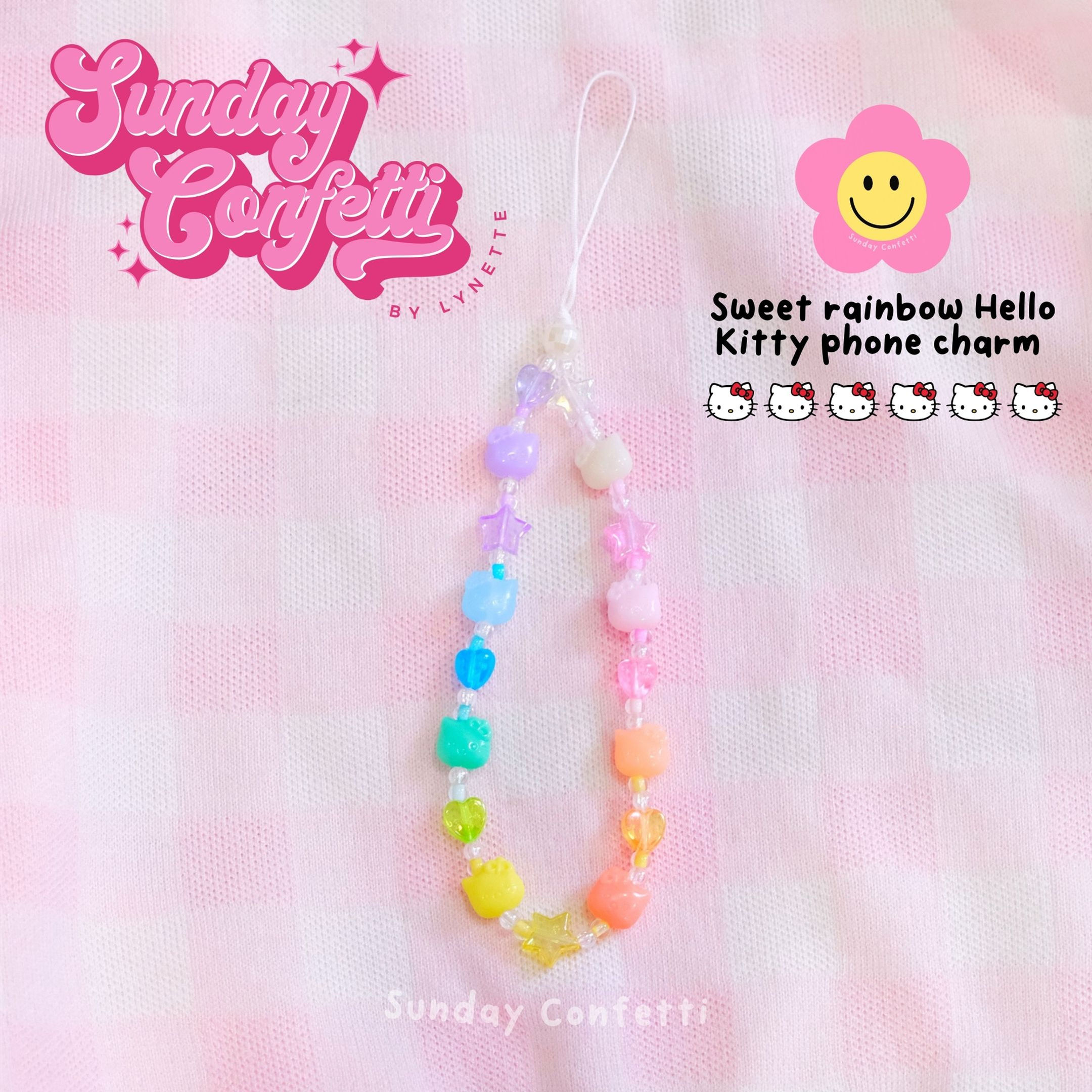 Sweet Rainbow Hello Kitty phone charm 