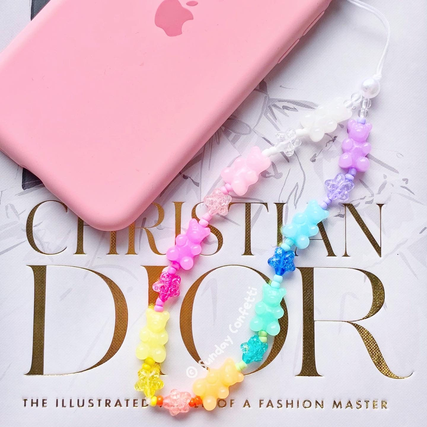 Pastel Rainbow Bears phone charm