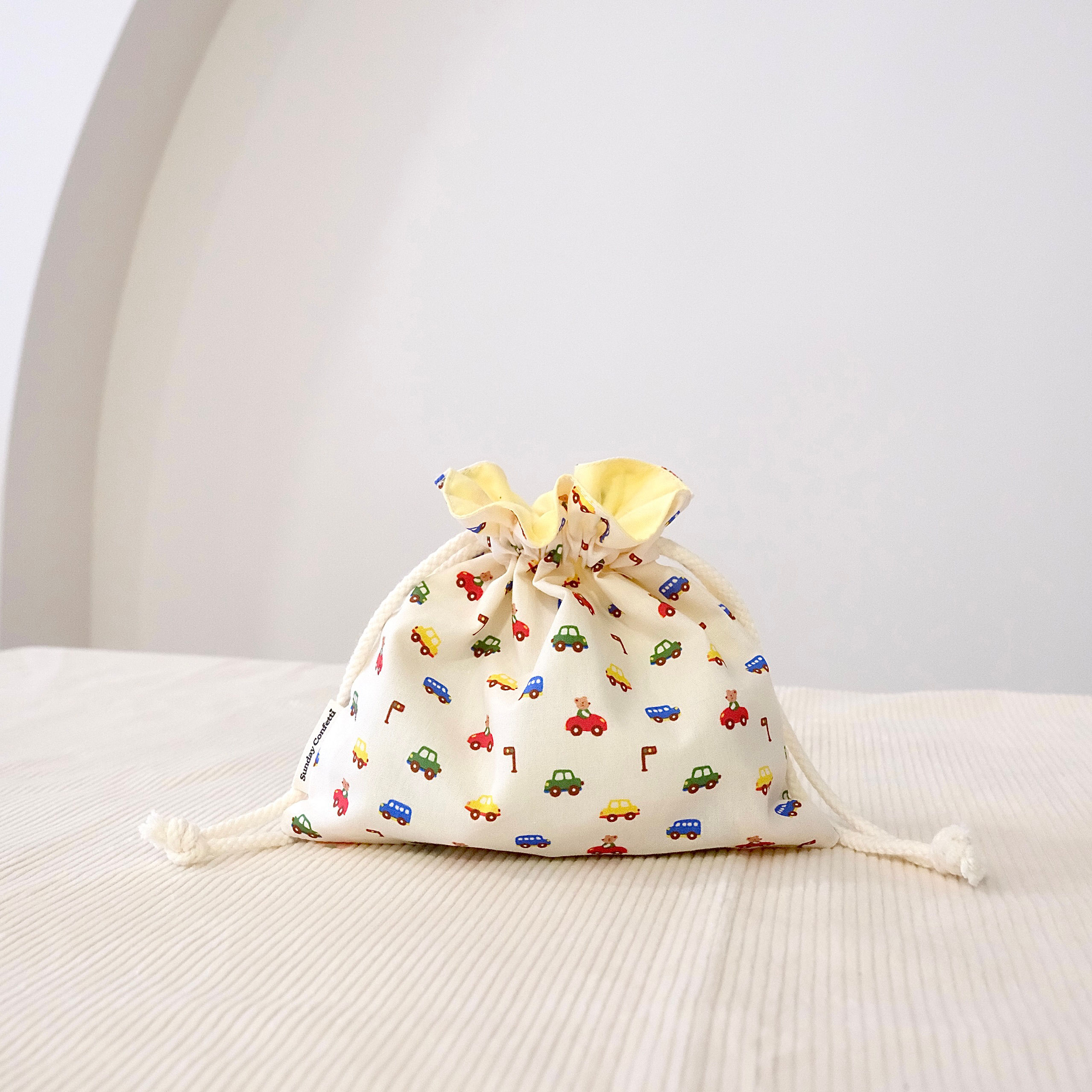 Happy Cars drawstring pouch