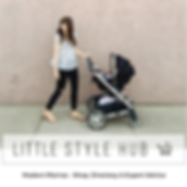 Mother pushing baby in stroller to baby shop New Zealand Little Style Hub