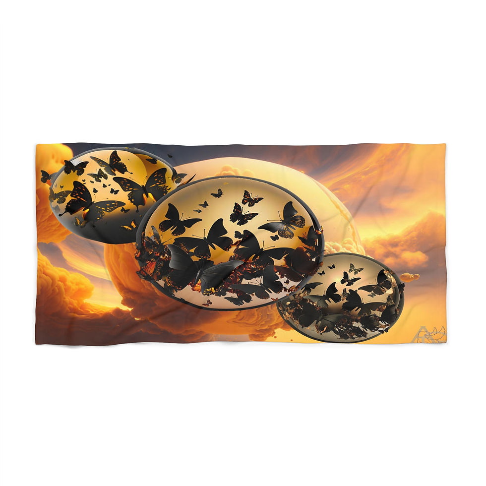 Triplespheric Black Butterflies (Beach Towel)