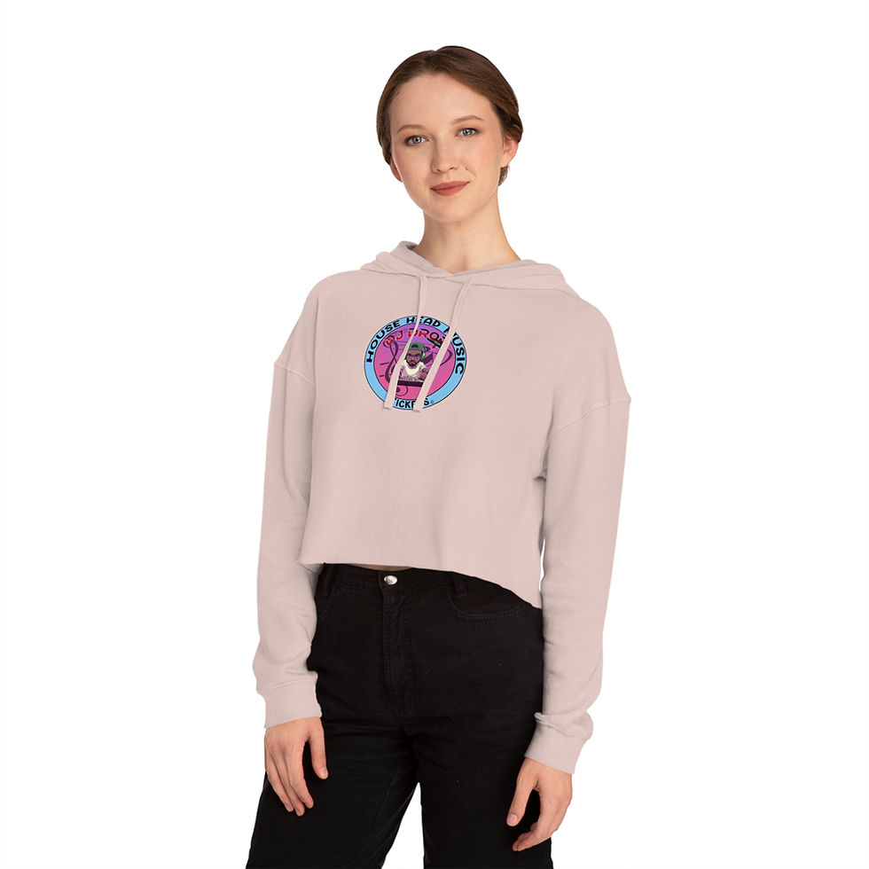 Thumbnail: House Head Music Stickers DJ Drop (Women’s Cropped Hooded Sweatshirt)