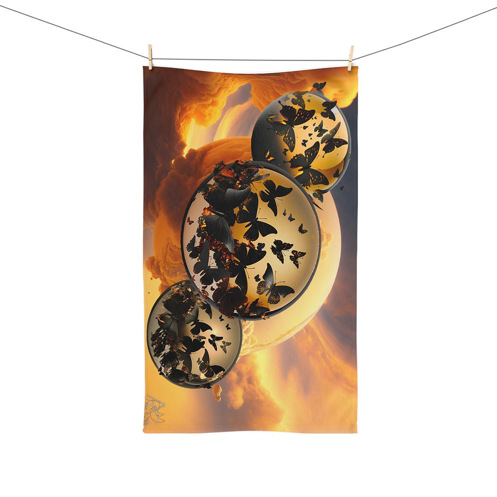 Thumbnail: Triplespheric Black Butterflies (Hand Towel)