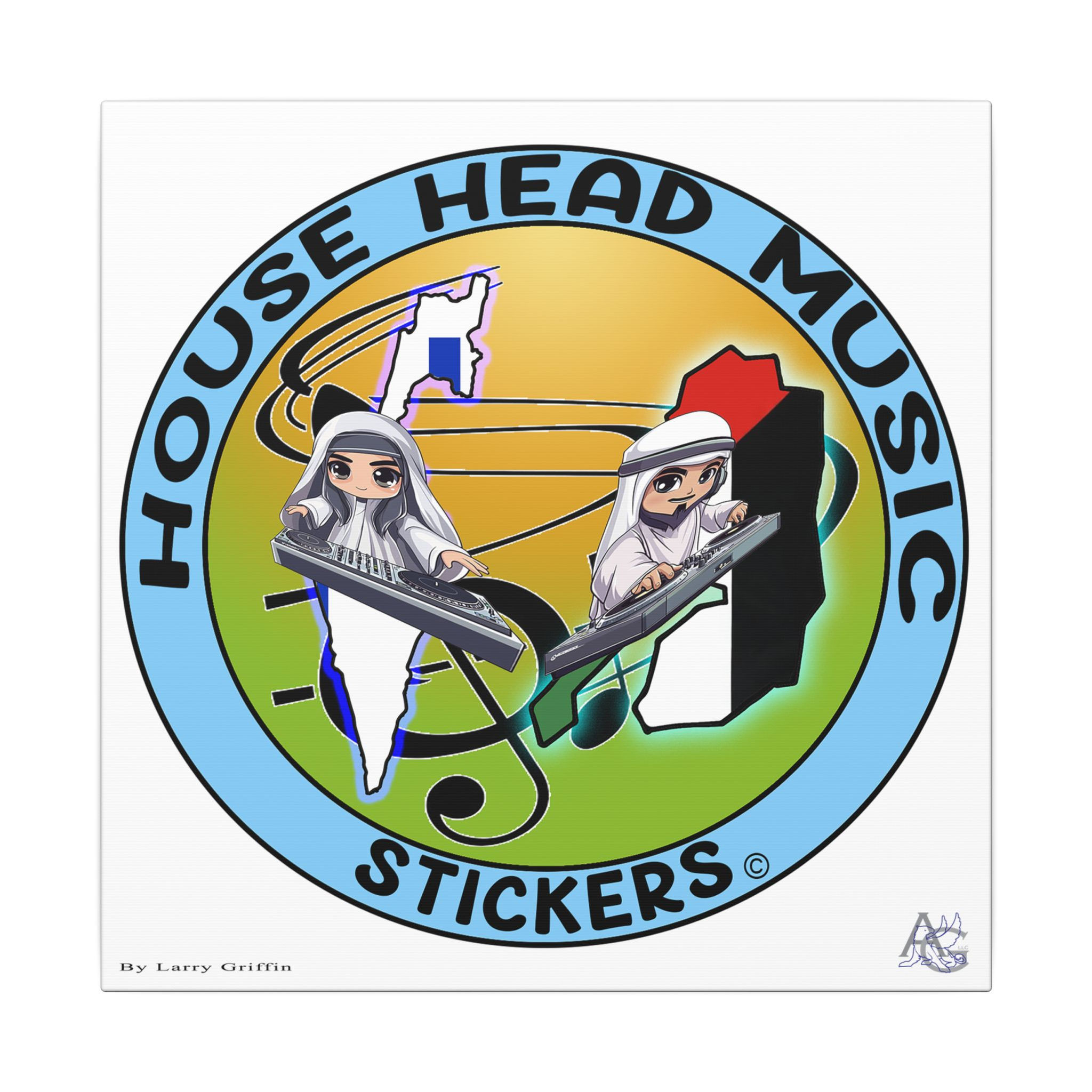 House Head Music Stickers International Israel/Palestine Peace (Canvas)