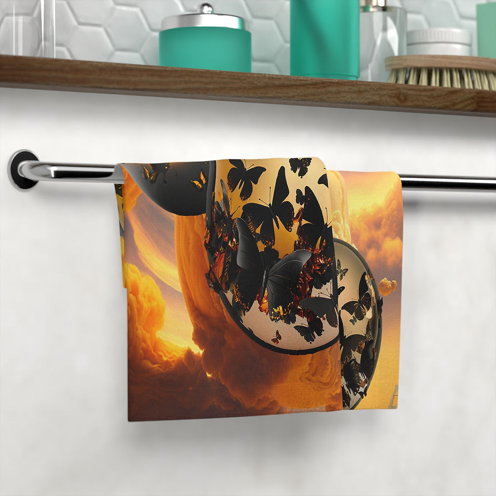 Thumbnail: Triplespheric Black Butterflies (Face Towel)