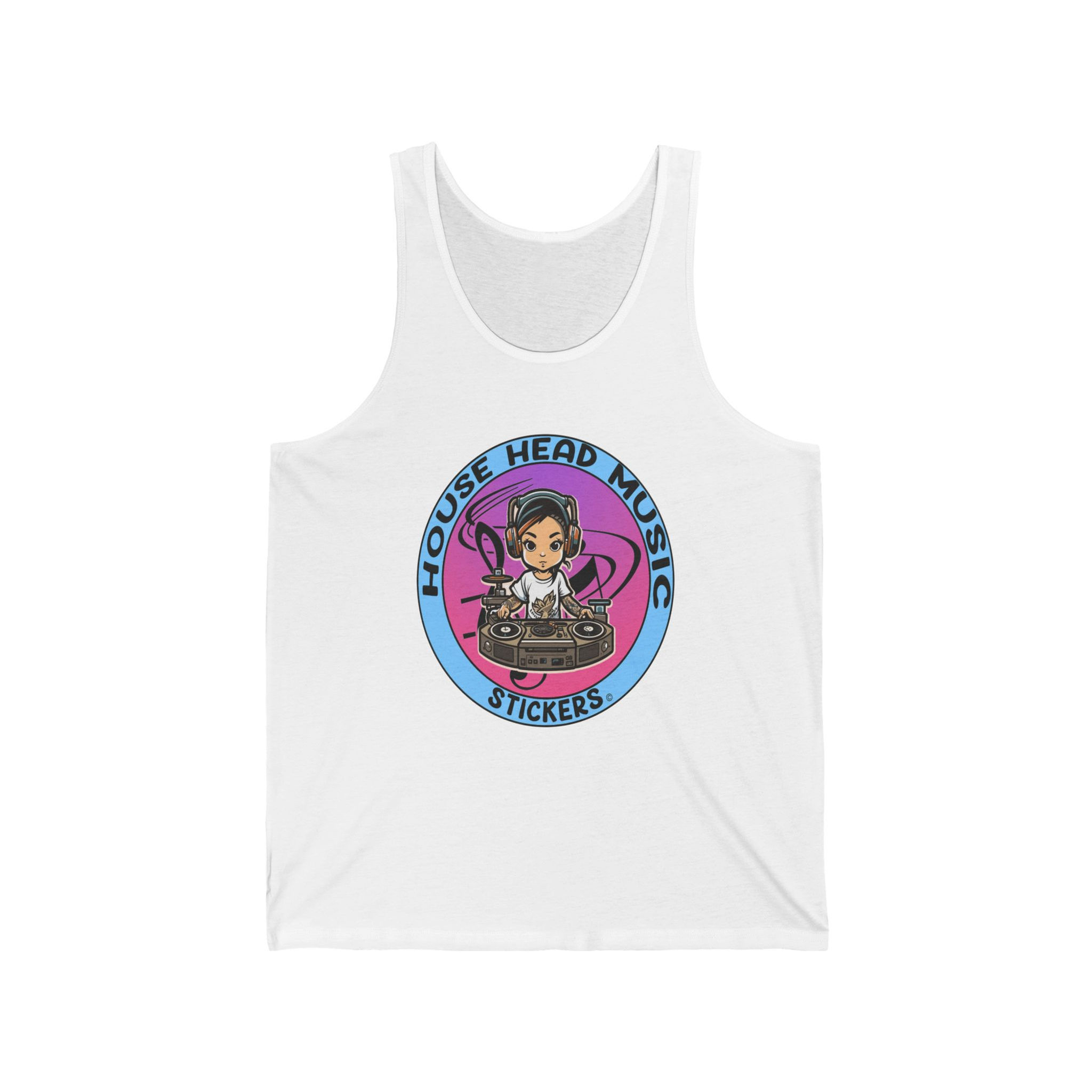 House Head Music Stickers 014 (Unisex Jersey Tank)