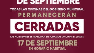 Suspenderá Gobierno de Tijuana labores los días 15 y 16 de septiembre por festividades conmemorativas de la Independencia de México
