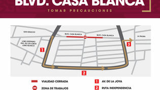 Informa XXV Ayuntamiento de Tijuana cierre vial en un tramo del bulevar Casa Blanca