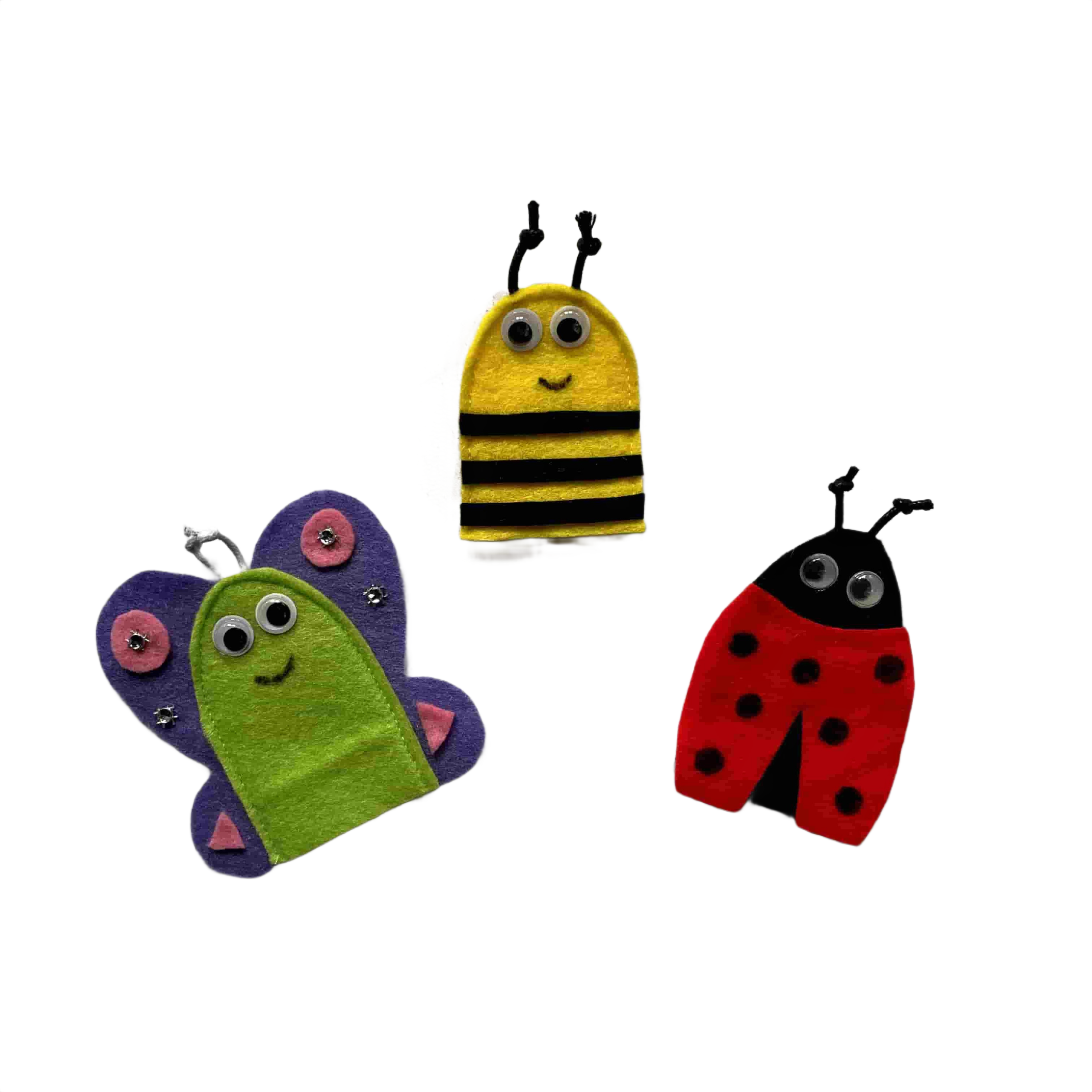 Felt Insect Finger Puppet Set (Ladybug, Bee, Butterfly)
