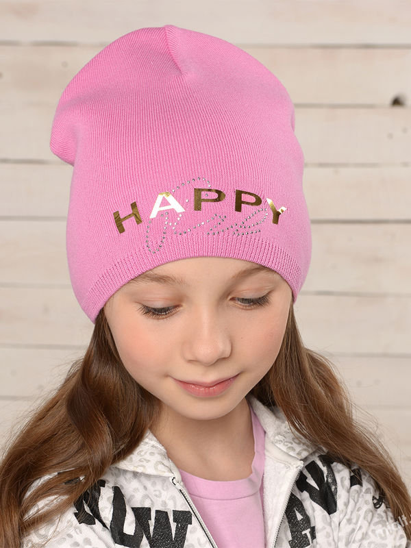 Pink Spring/Fall Hat with sign Happy 