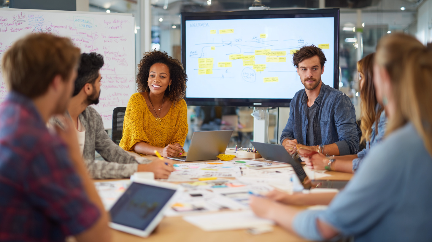 Creative team planning an AI-powered brand ambassador advertising campaign
