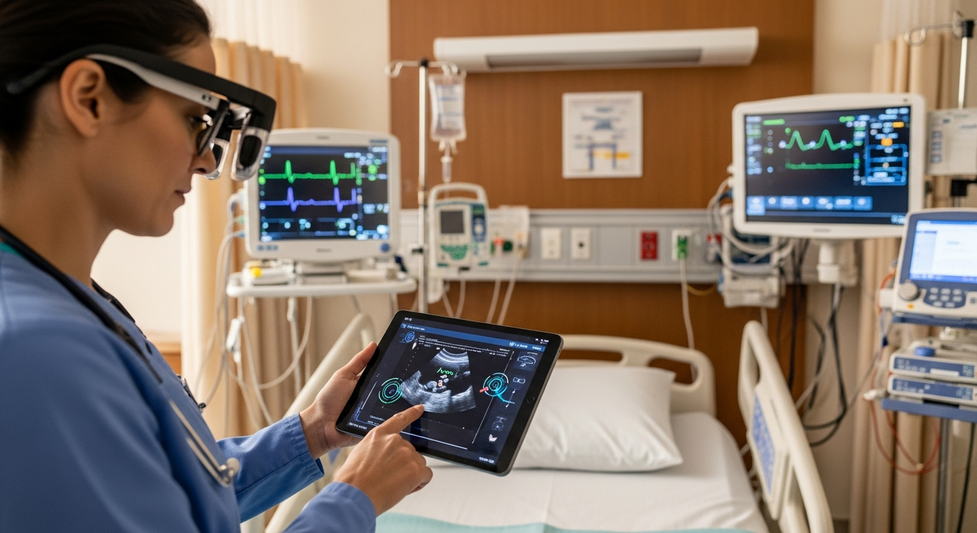 Clinician using augmented reality to understand a healthcare product workflow
