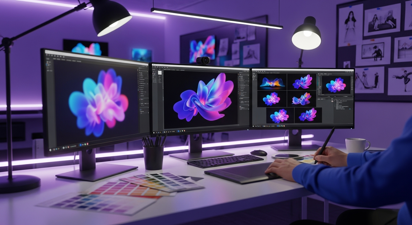 A motion graphics studio setup for high-quality explainer video production