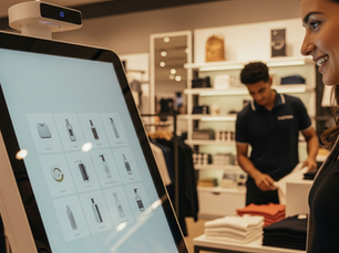 Digital retail media display connecting commerce content with in-store shopper engagement