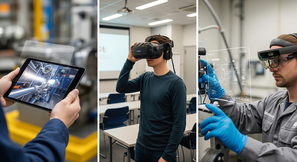 A realistic comparison of AR, VR, and MR through three real-world scenarios showing their functional differences.