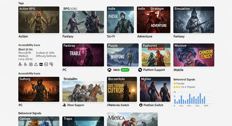 modern game storefront classification, highlighting how platforms use tags, features, and player behavior instead of rigid genre labels.