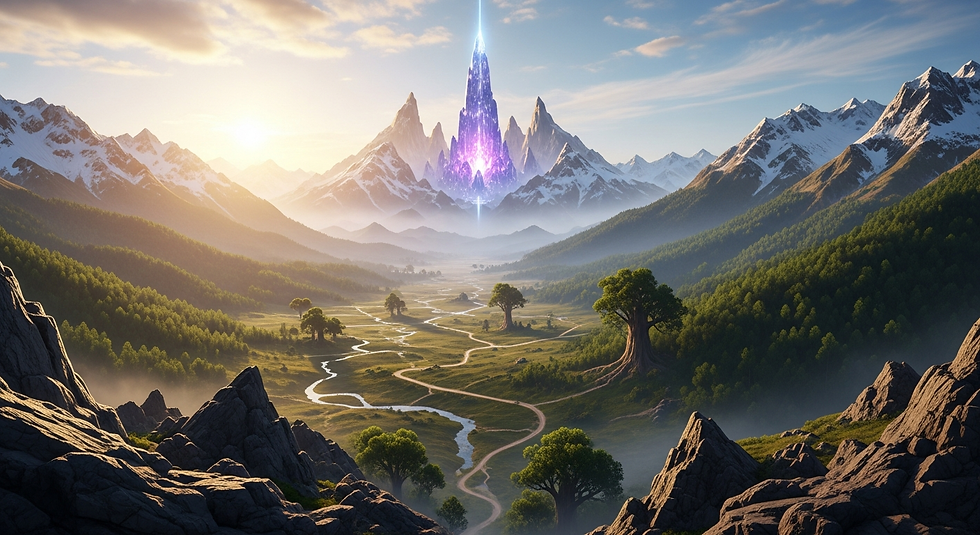 A visually striking open-world location that highlights environmental design, navigation landmarks, and worldbuilding elements.
