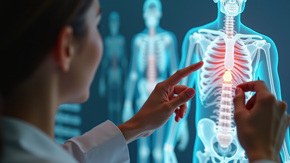 Close-up view of a 3D anatomical model displayed in augmented reality