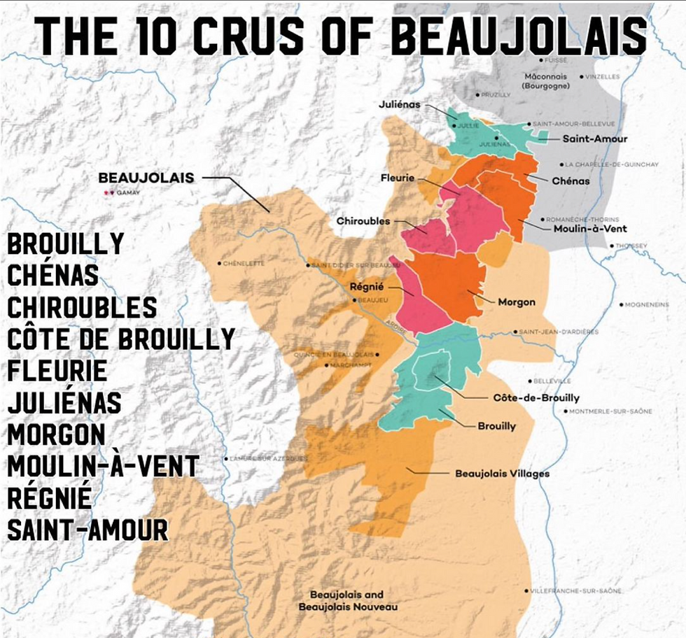 Map of crus Beaujolais