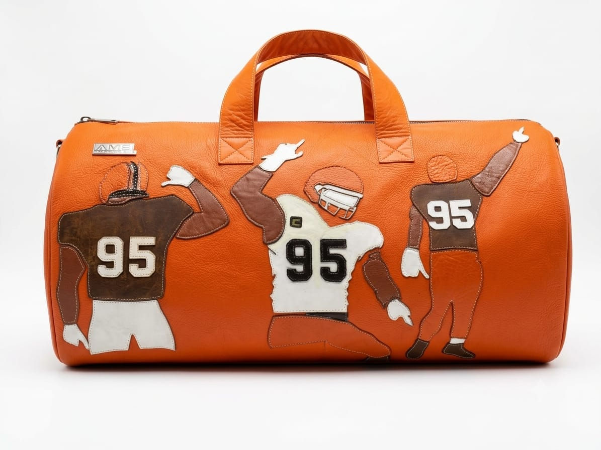 Myles Garrett Fan Enthusiasm Leather Duffle Bag