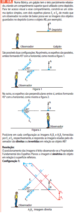 (FEI-SP) Um objeto vertical AB, de altura AB = 80 cm, encontra-se diante de um espelho plano vertical E. Sabe-se que a imagem do ponto B se encontra a 30 cm do espelho. Um raio de luz, partindo dopo