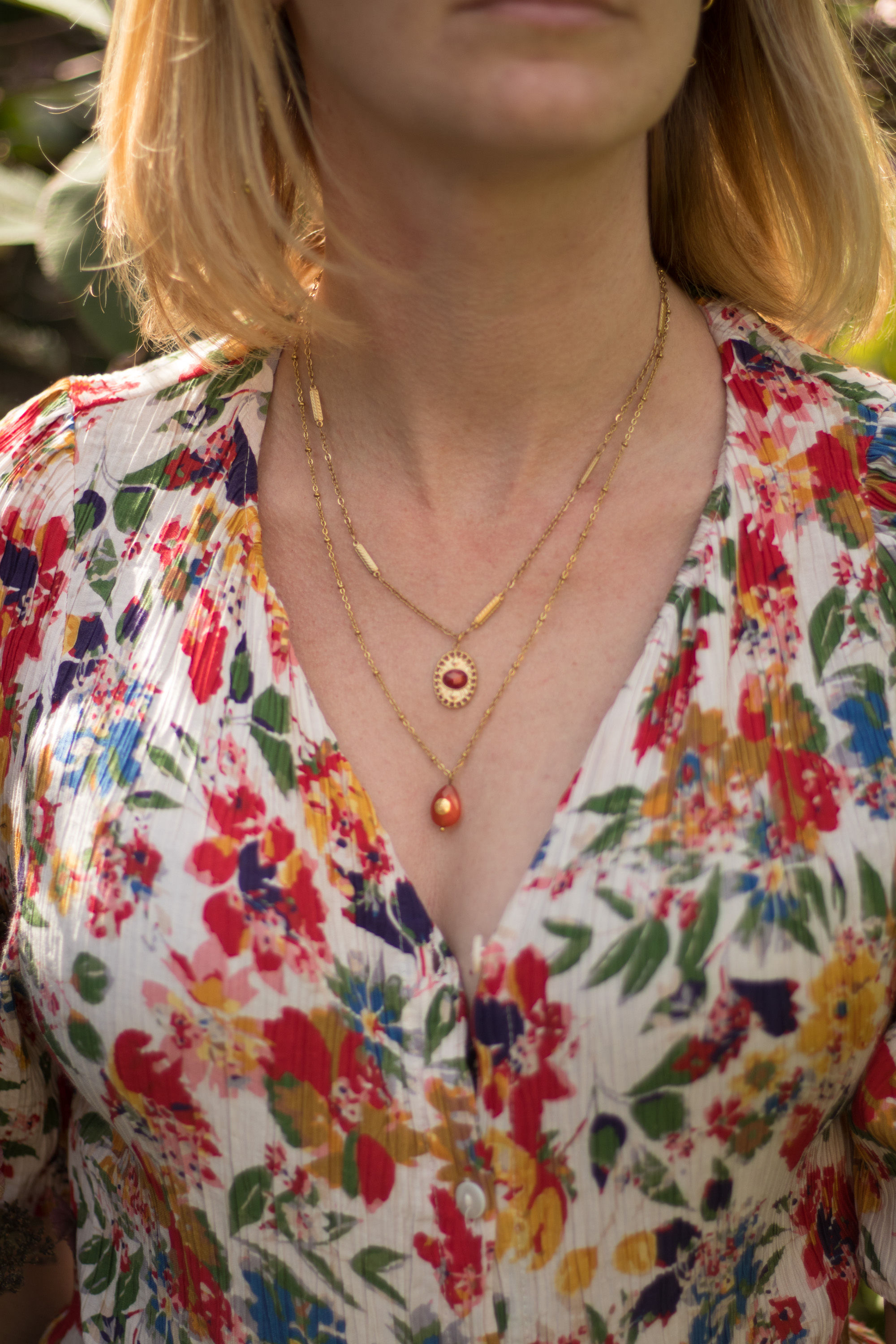 Collier Hélène - Collier cornaline acier inoxydable femme