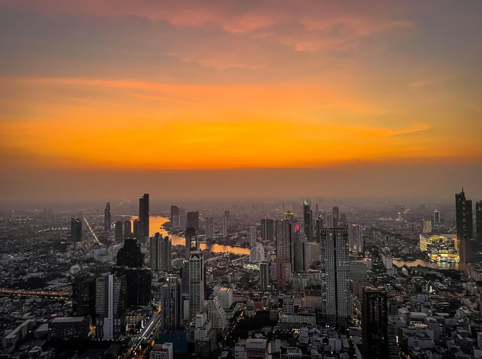 Mahanakhon building sunset Bangkok thai