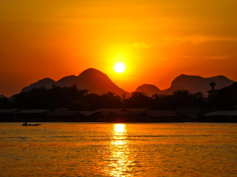 river sunset kanchanaburi thailand