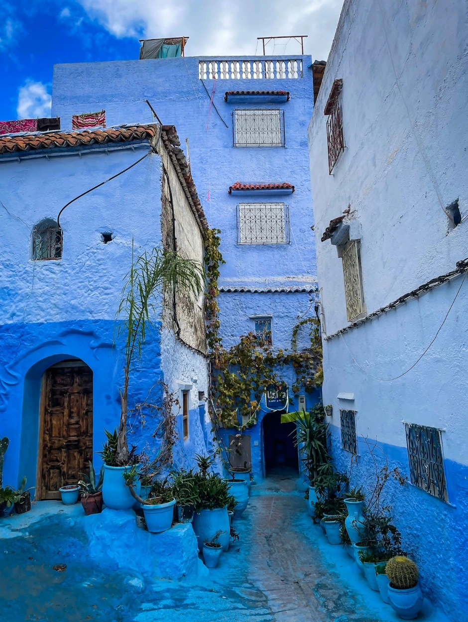 blue streets chefchaouen in morocco