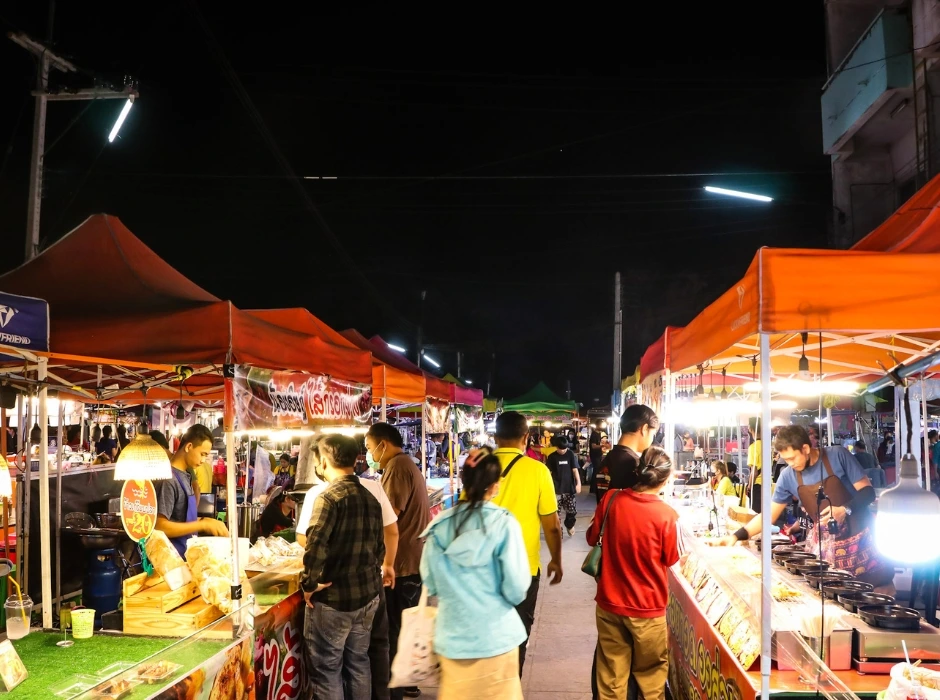 night market kanchanaburi thailand