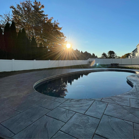 Stamped concrete pool patio