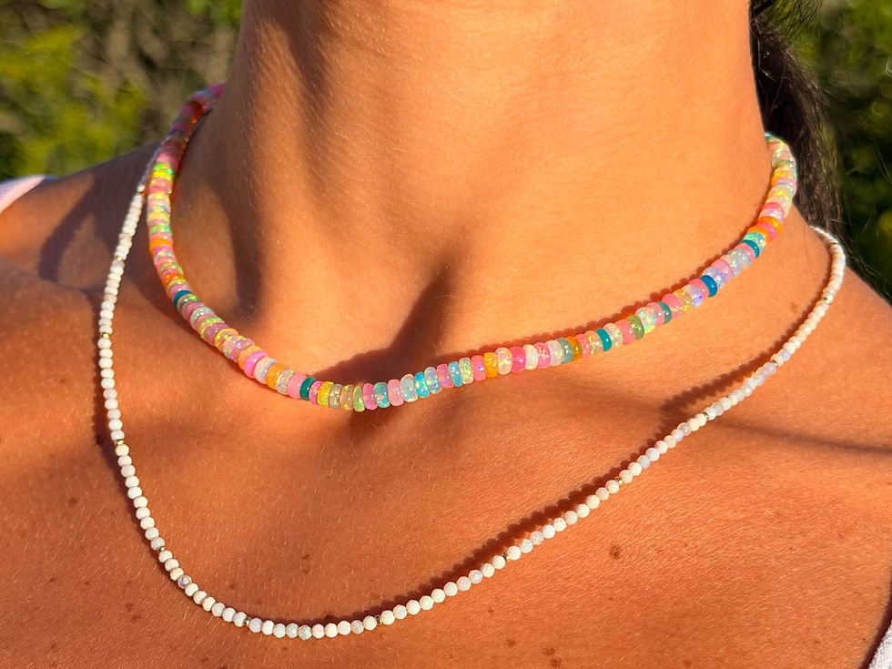 Rainbow Ethiopian Opal Necklace by TaliaJonelle Jewelry, alternate view 2
