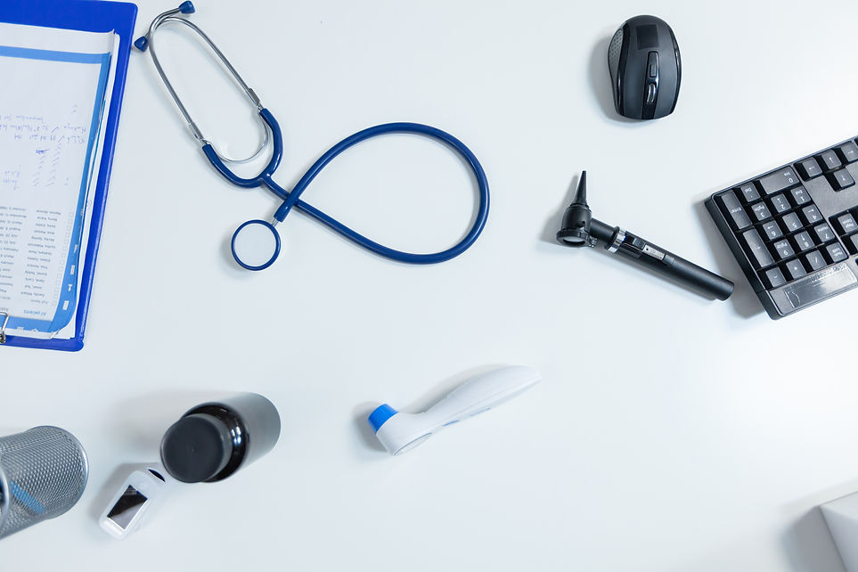 top-view-medical-examination-tools-standing-table-empty-modern-doctor-office-ready-health-