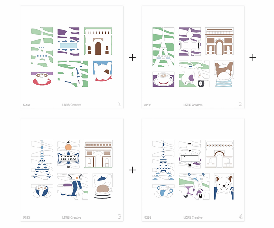Paris Postage Collage Layering Stencils
