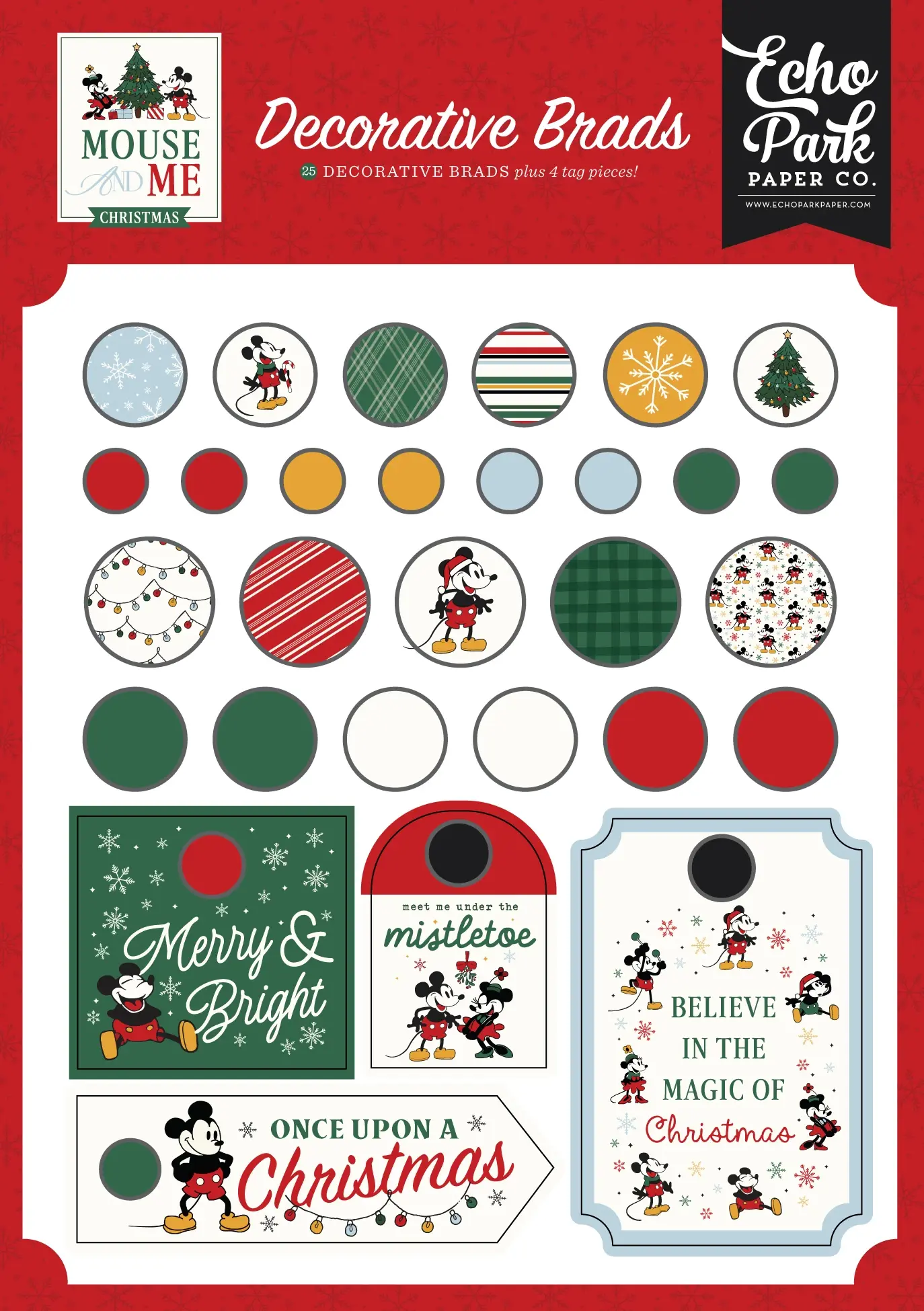 Mouse And Me Christmas Decorative Brads
