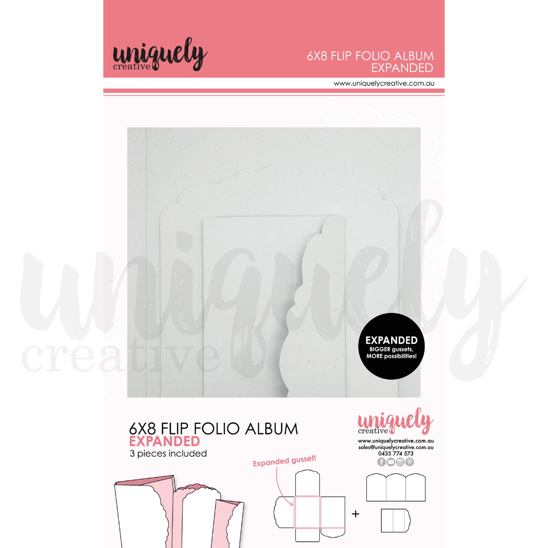6" x 8" White Flip Folio Album - Expanded