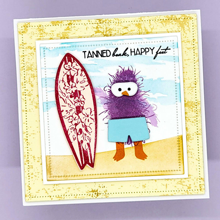 Thumbnail: Fuzzy Wuzzies Beach Bum Add-On 4x4 Stamps & Dies