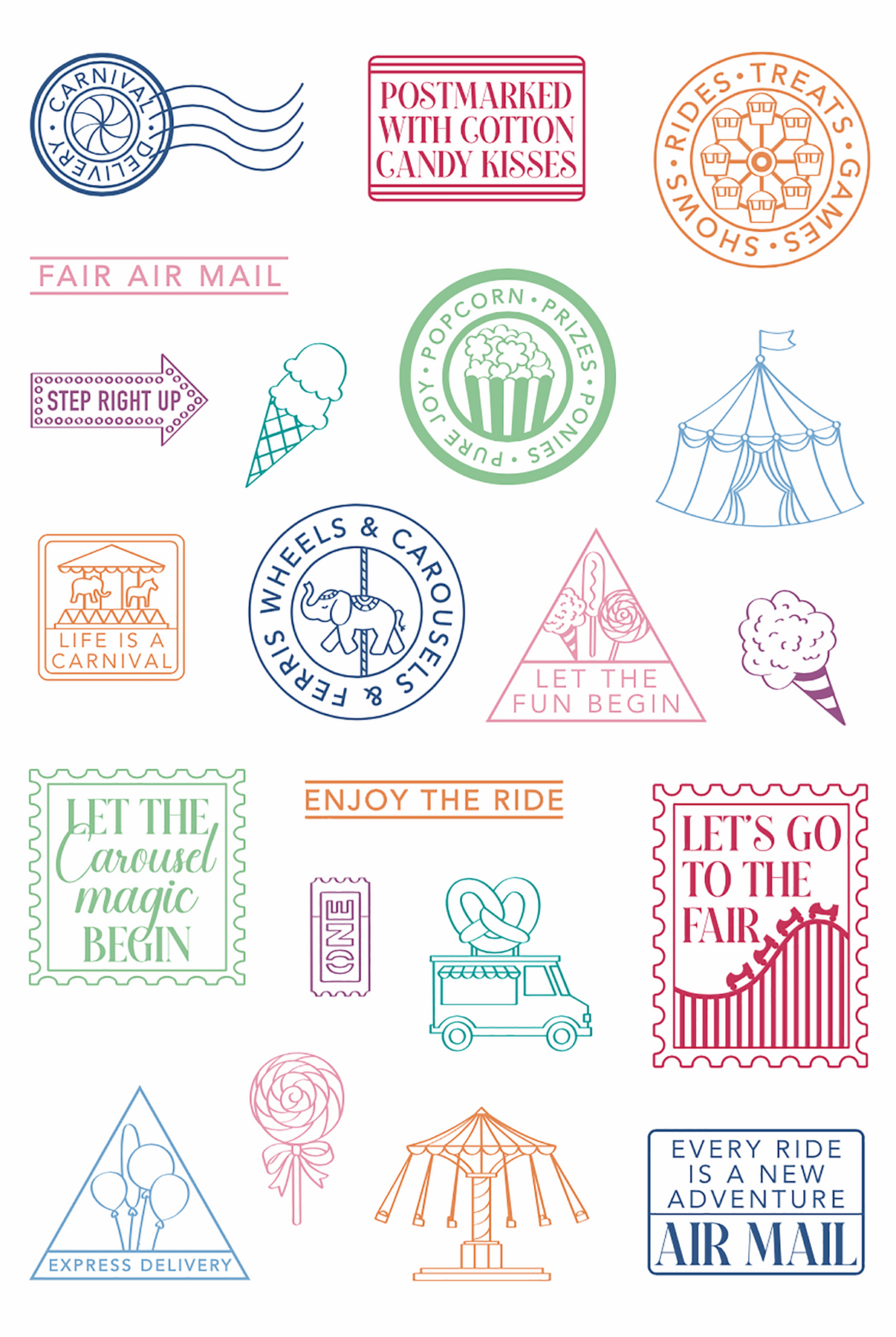 Fairground Postage Collage 4x6 Stamps